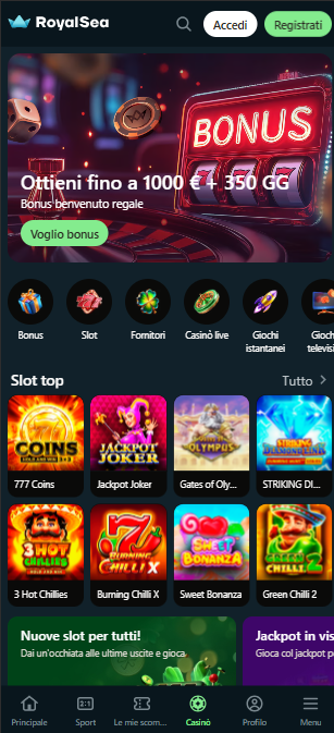 Royalsea casino on mobile